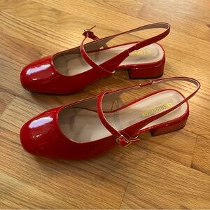 NWB red slingback Mary Jane pumps - size 8